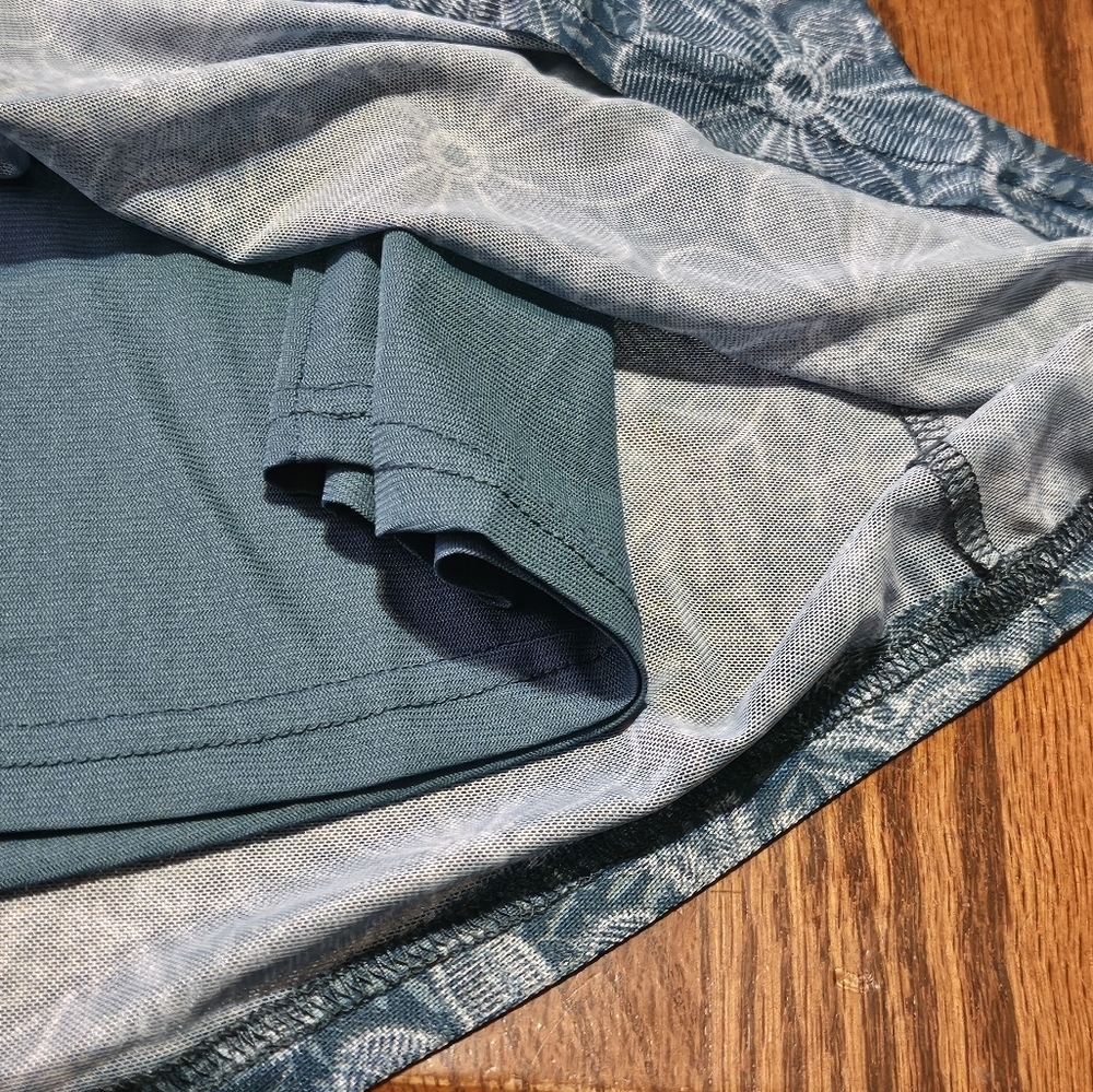 Timeson Double Layer Flutter Sleeve Floral Tunic Teal Size L - Picture 11 of 14
